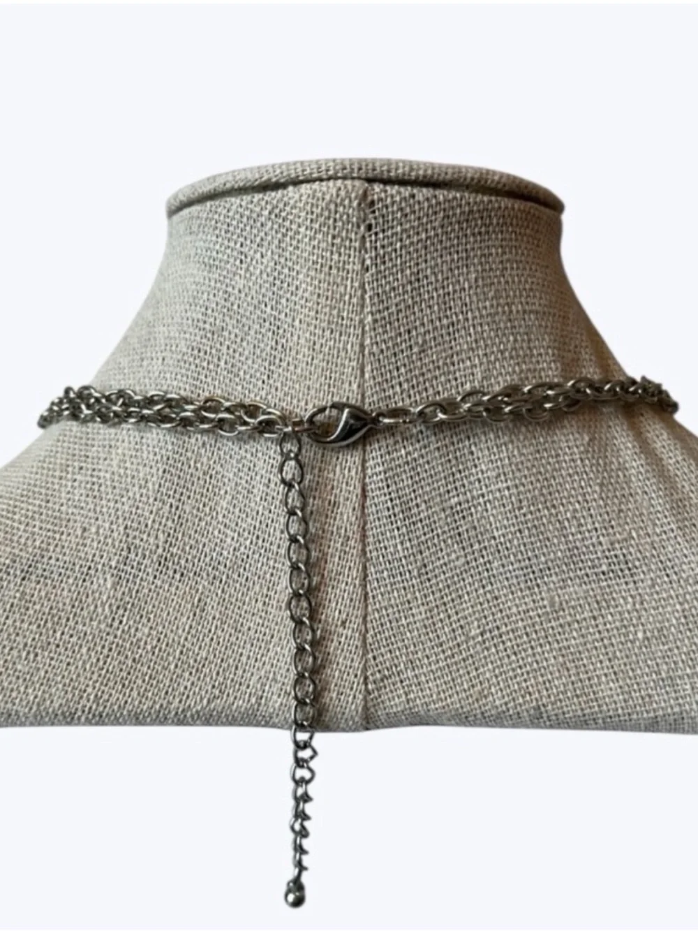 Vintage Silver Chain Multi Strand Natural Abalone Bib Necklace